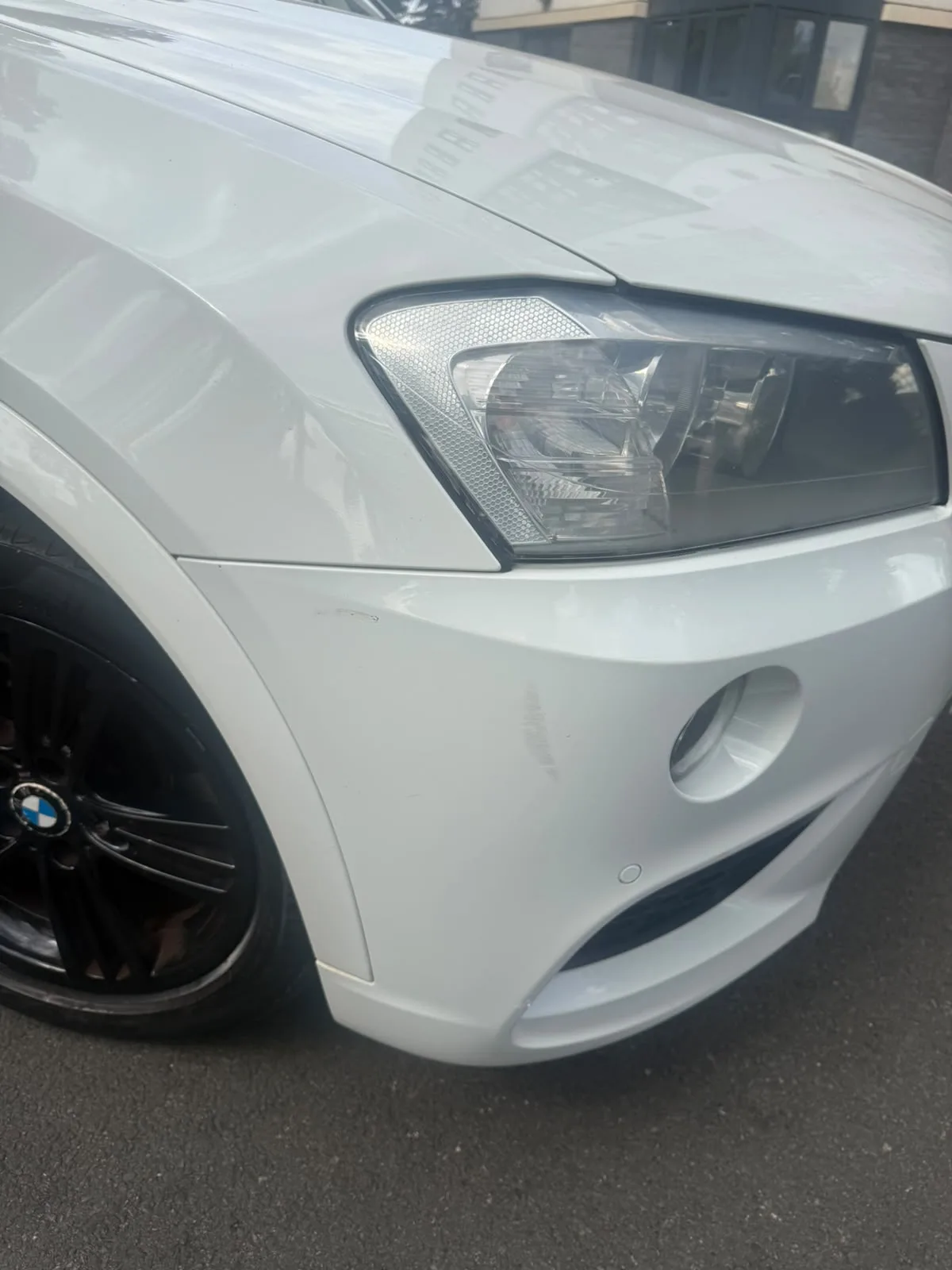 Close up of the front bumper and headlight