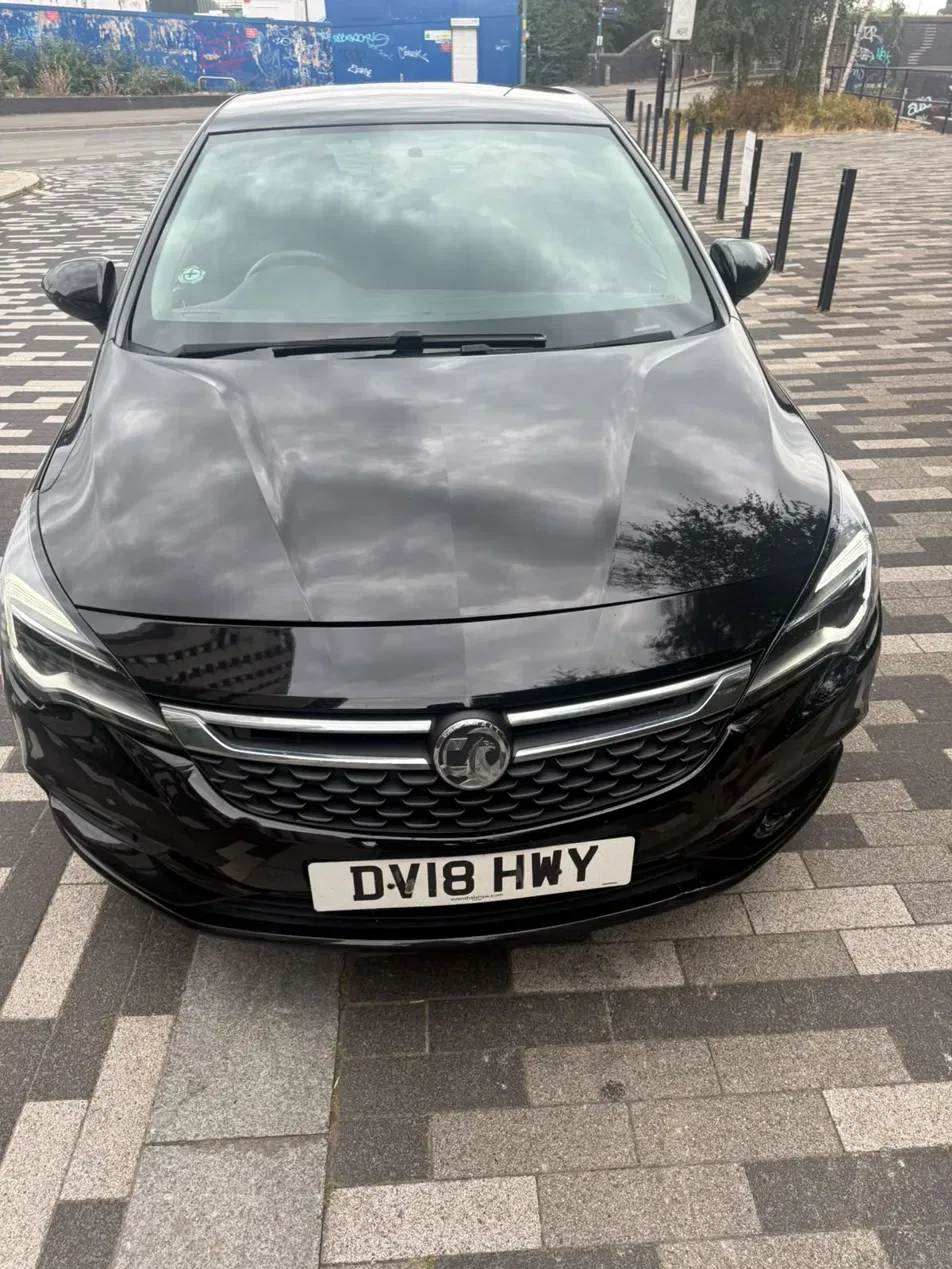 Front view of the black Vauxhall Astra